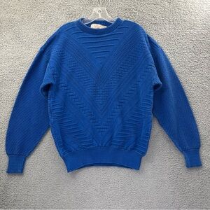 Vintage The Fox Collection 3D Knit Sweater Grandpa Preppy Retro Men's Medium